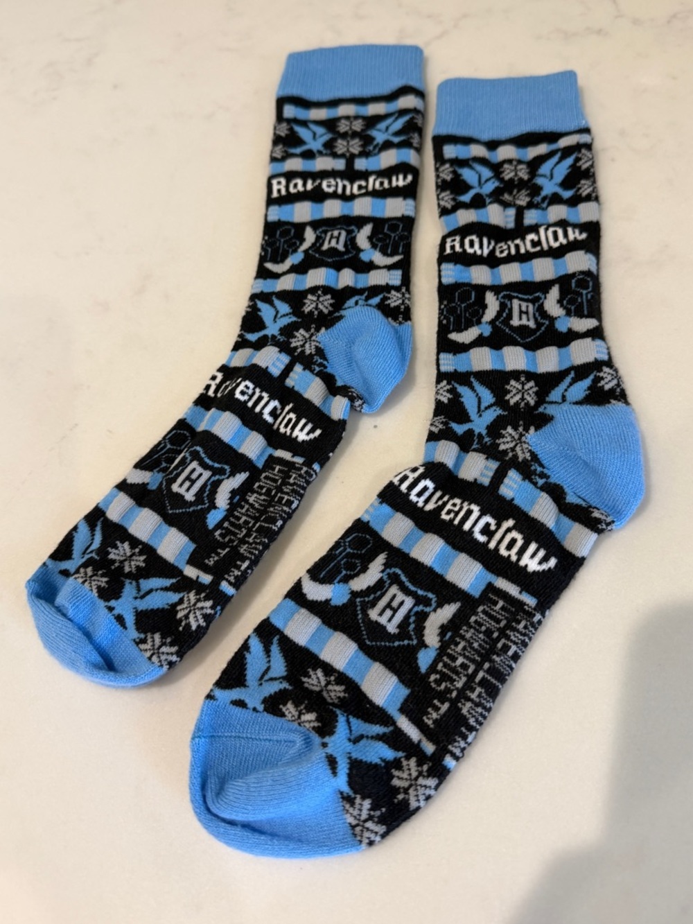 NWOT, HP, Ravenclaw Crew Socks - Light Blue & Black